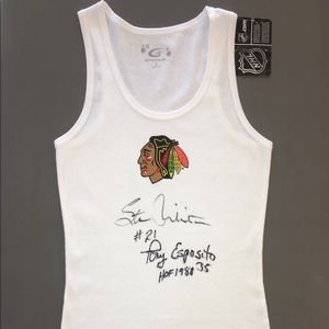 Authentic autographed signed Blackhawks tank top.
